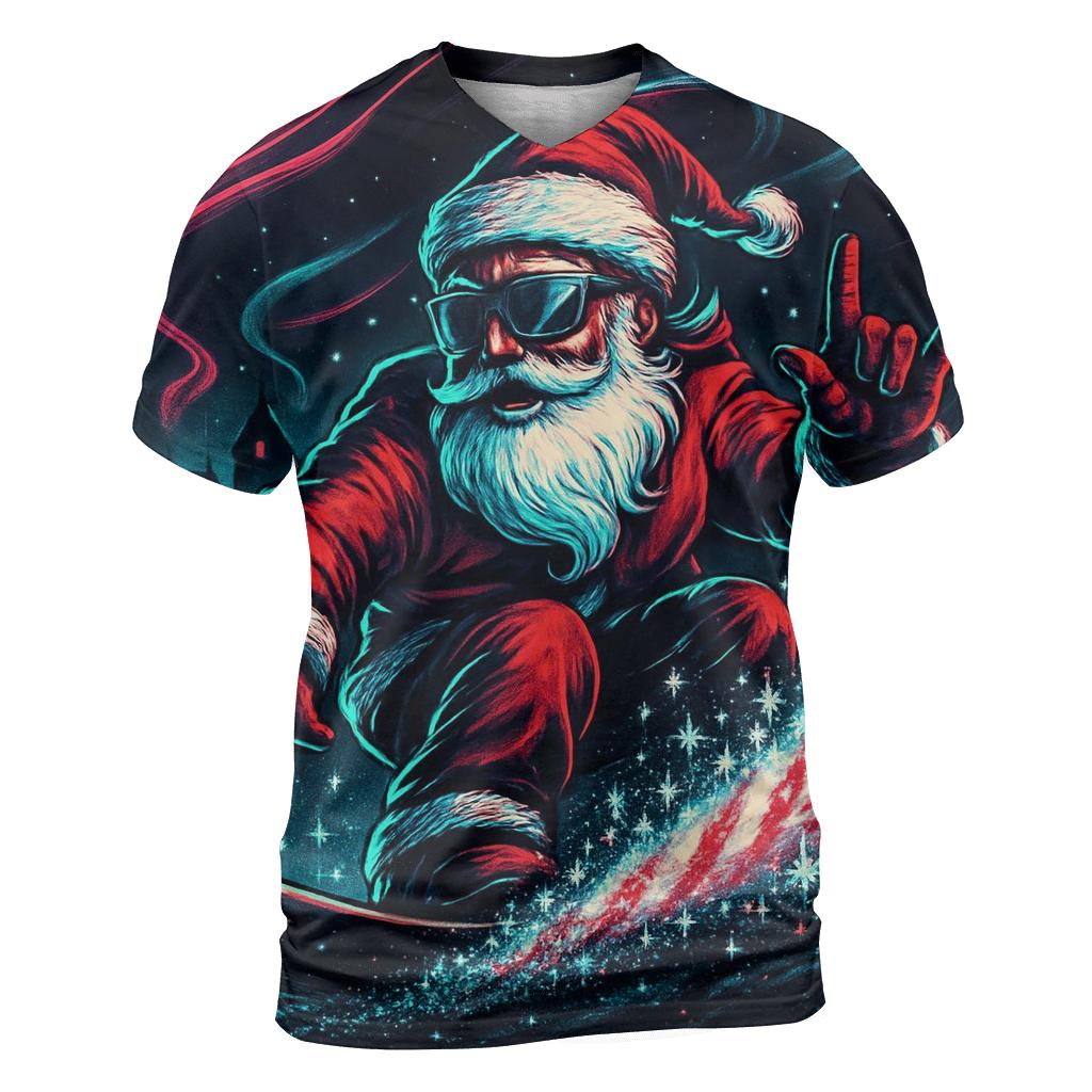 Neon Frost Santa Street Drift vibrant all-over design tees