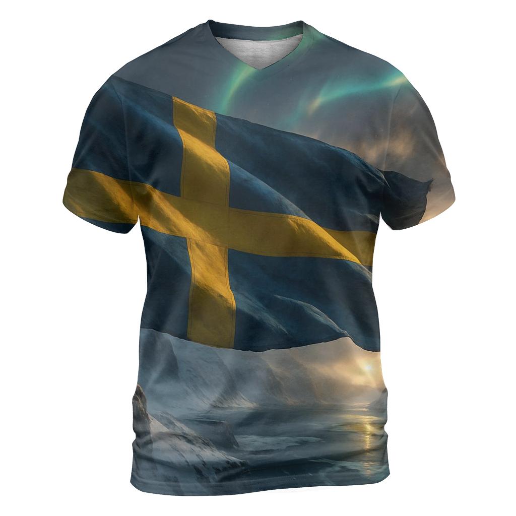 Sweden Aurora Fabric Crest custom all-over print shirts