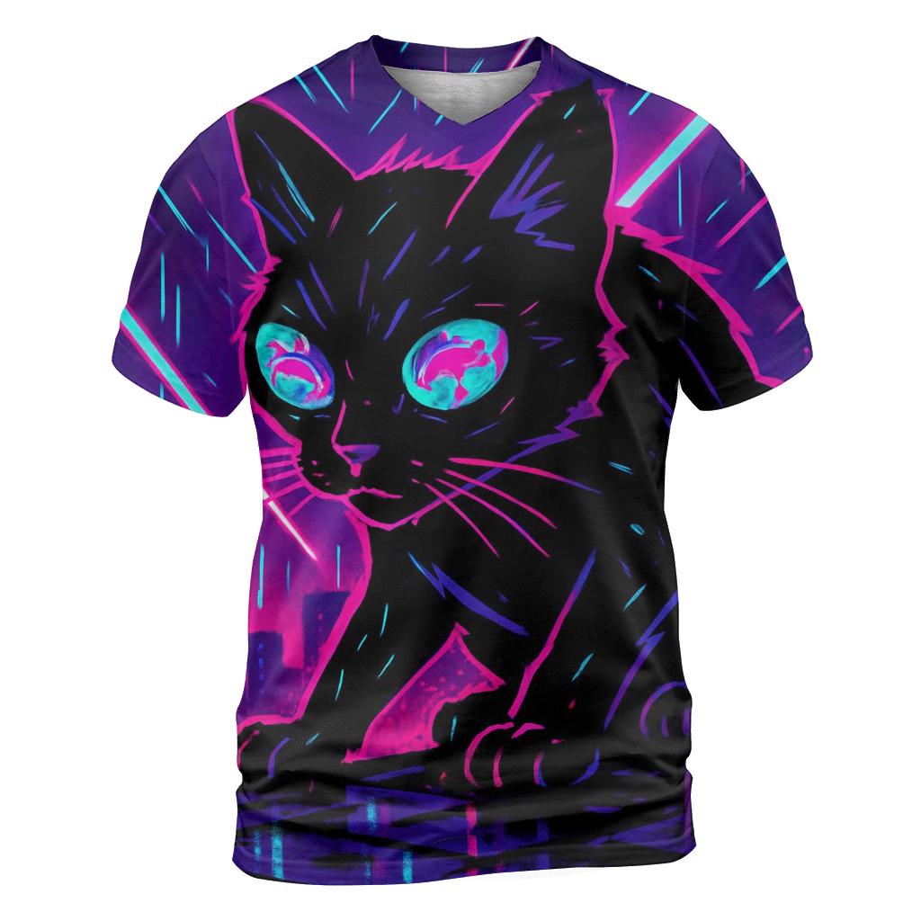 Neon Alley Koi Circuit Cat unique graphic print tees