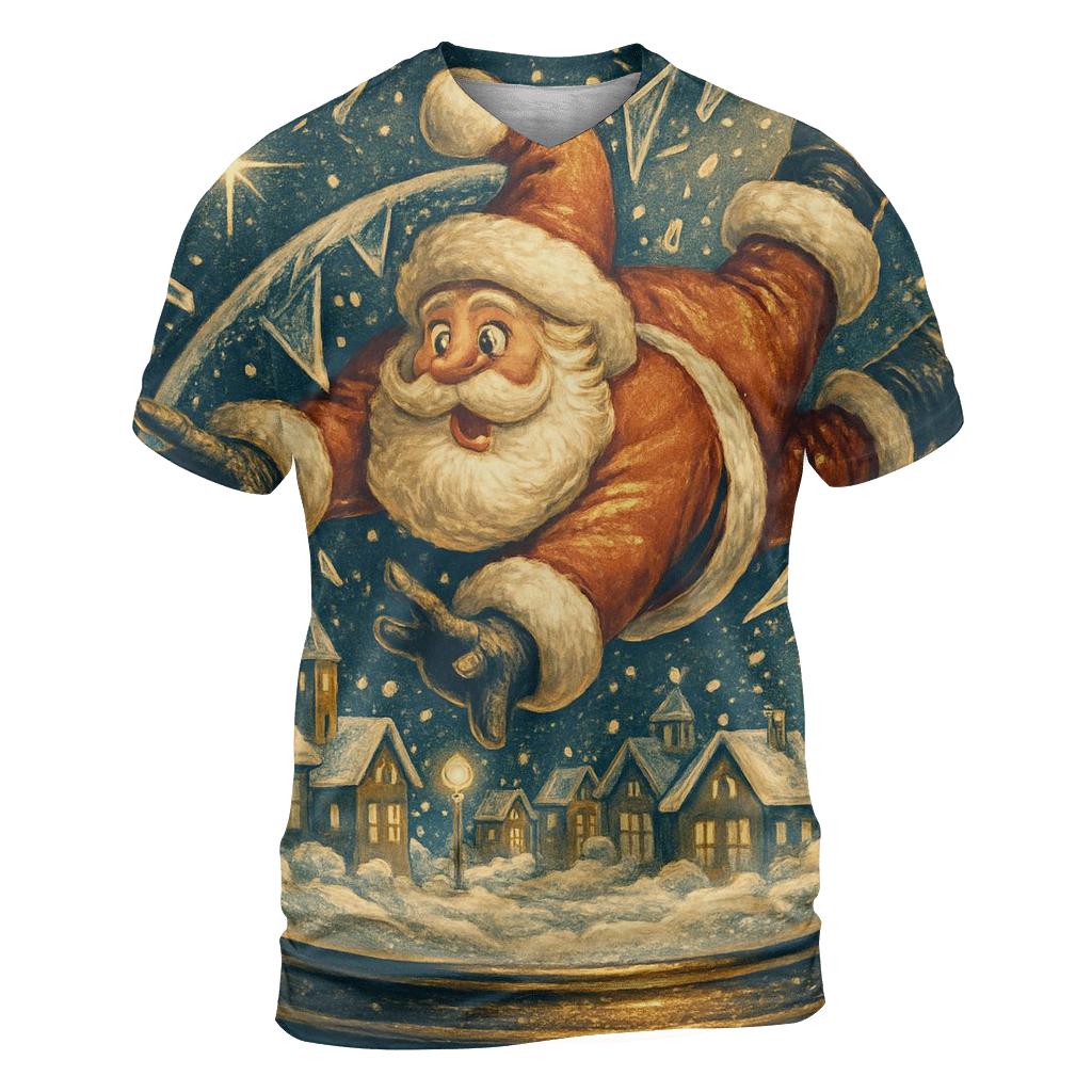 Santa Crash Lands In A Snow Globe City custom all-over print shirts