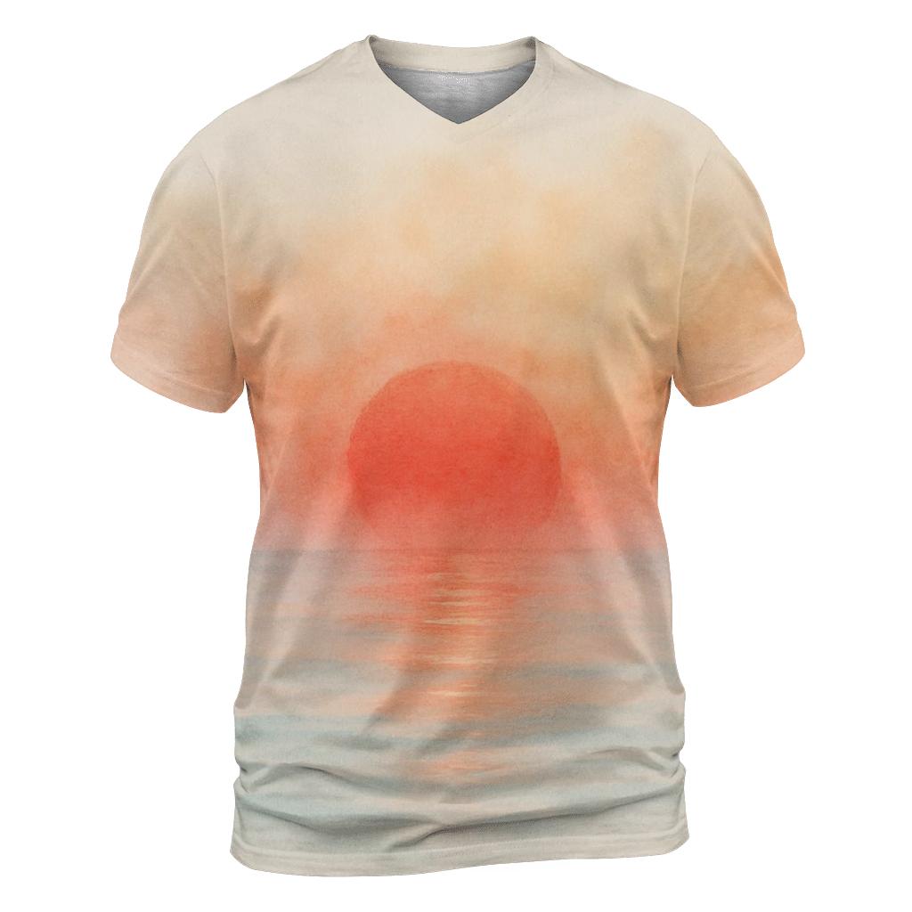 Japan Sunrise Watercolor Horizon unique graphic print tees