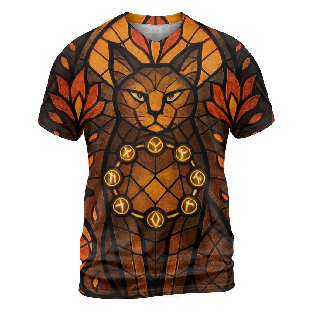 Stained Glass Ember Guardian Cat personalized full print shirts