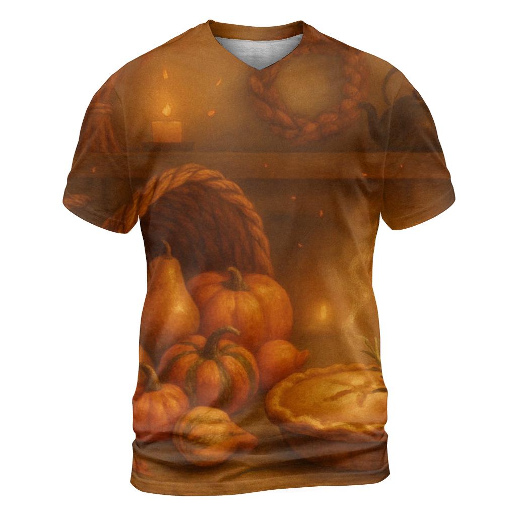 Candlelit Cornucopia Hearth unique graphic print tees