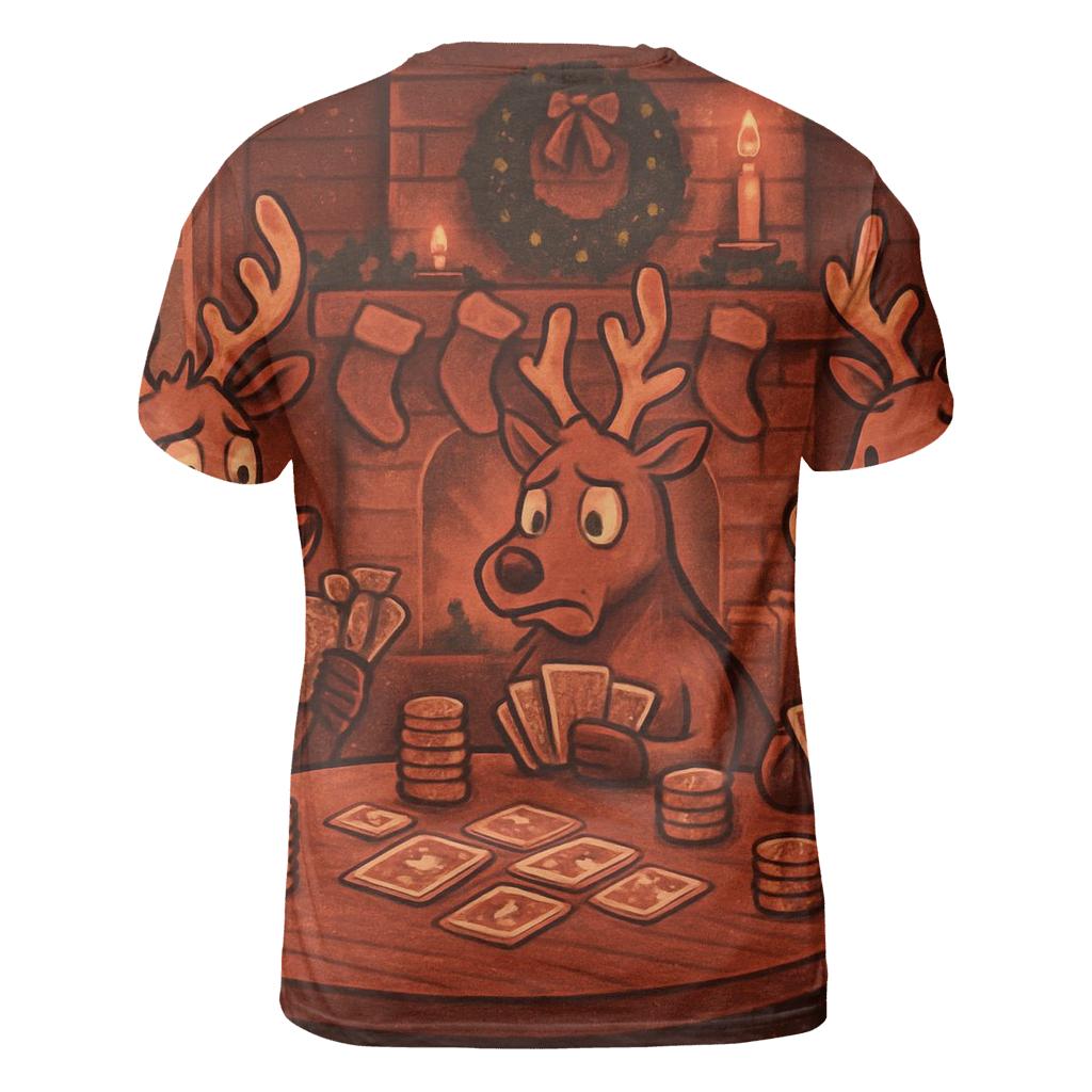 Reindeer Poker Night By The Fireplace personalized full print shirts