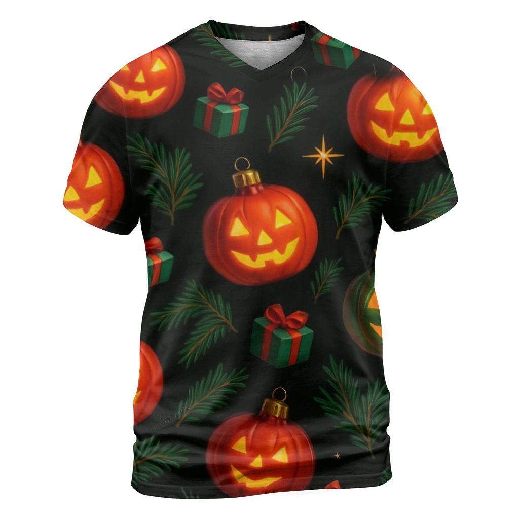 Midnight Ornament Pumpkin Scatter On Black Background trendy printed shirt styles