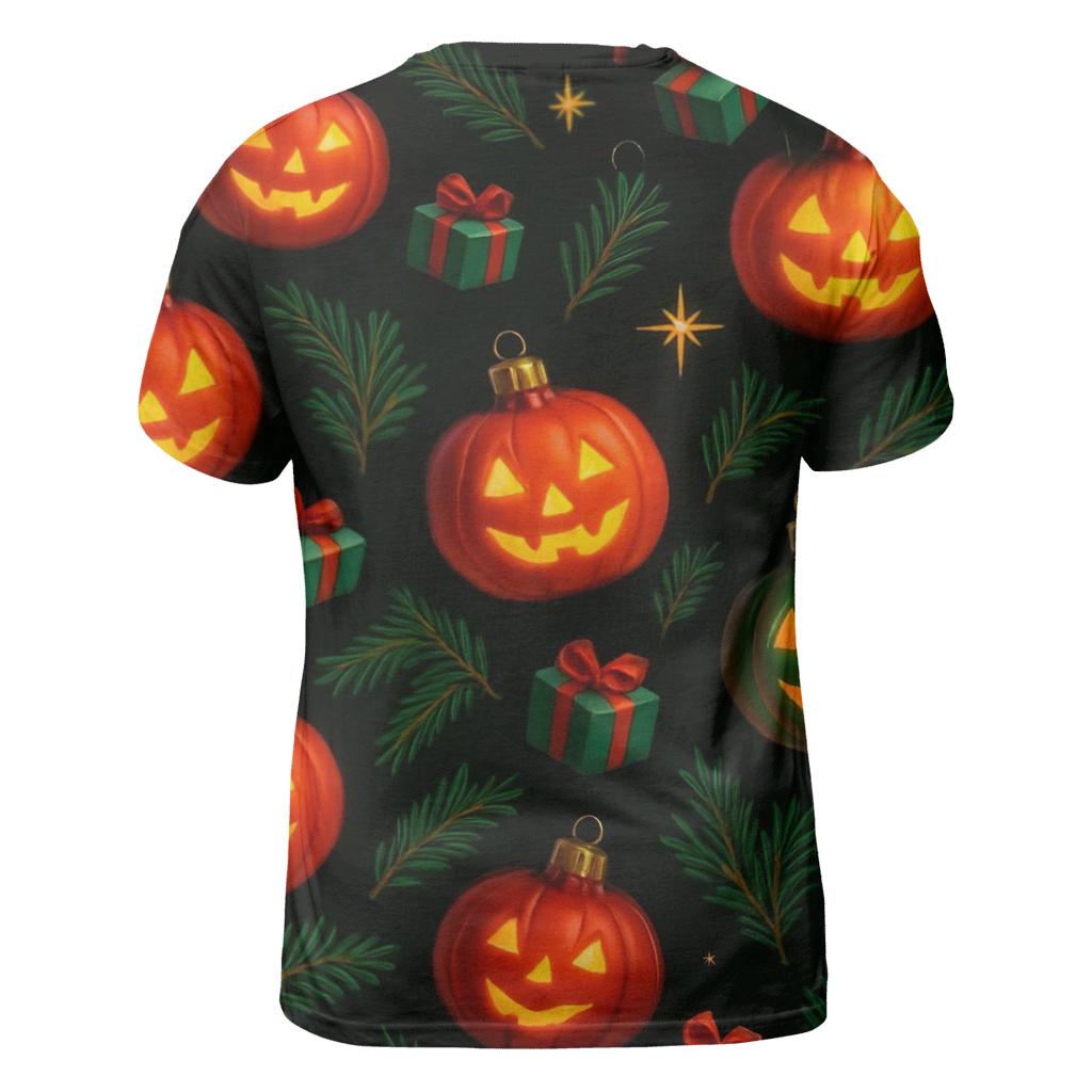 Midnight Ornament Pumpkin Scatter On Black Background trendy printed shirt styles