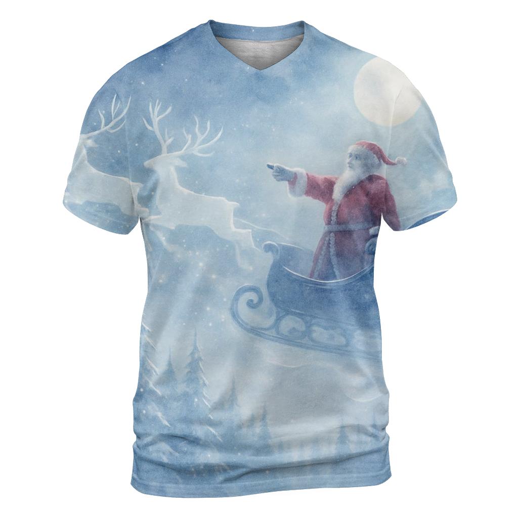 Moonlit Sleigh Over Crystal Pines designer pattern shirts