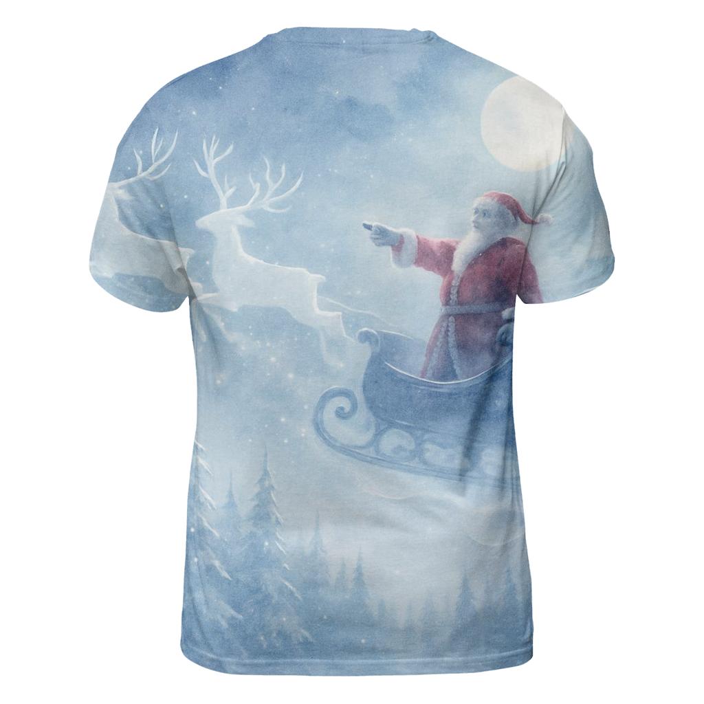 Moonlit Sleigh Over Crystal Pines designer pattern shirts