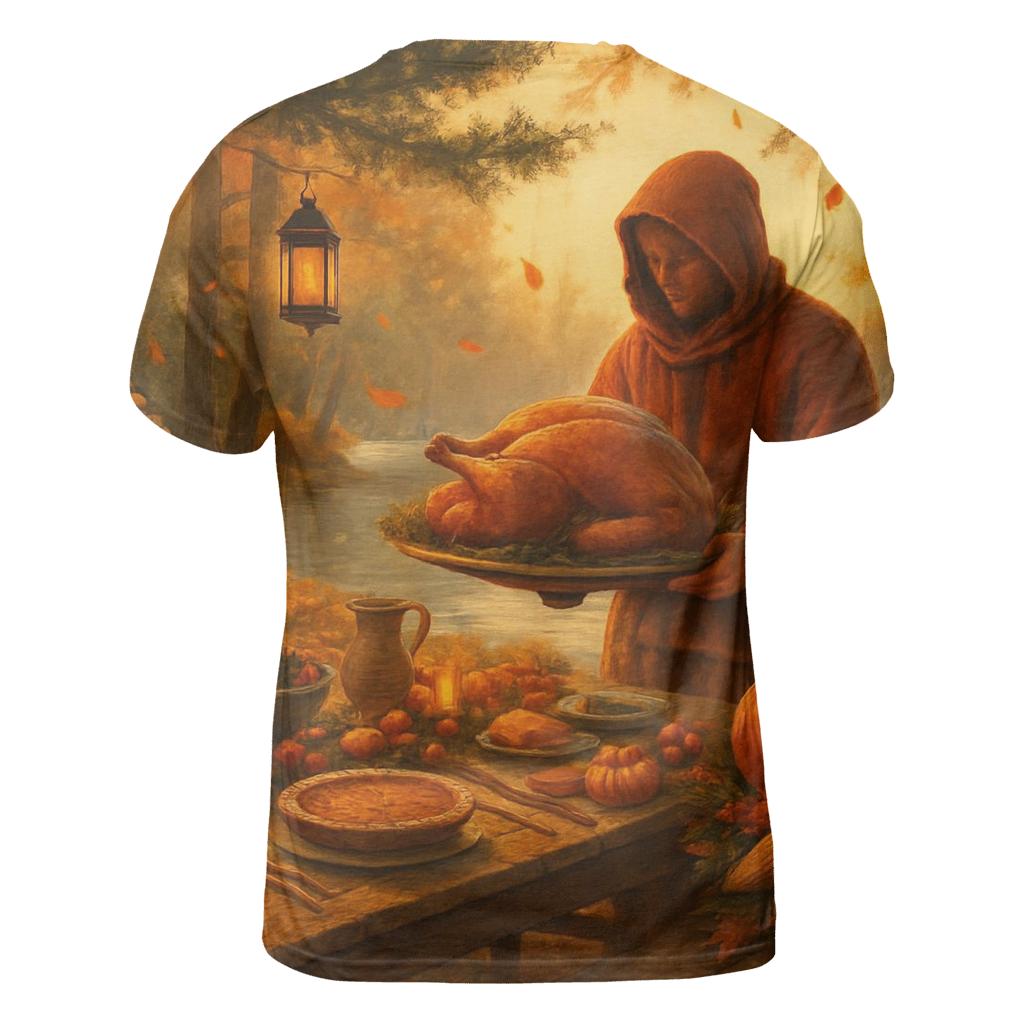 Autumn Lake Feast Under Lantern Pines trendy printed shirt styles