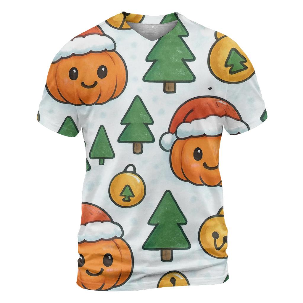 Snowy Christmas Pumpkin Patch Grid On White Background unique graphic print tees