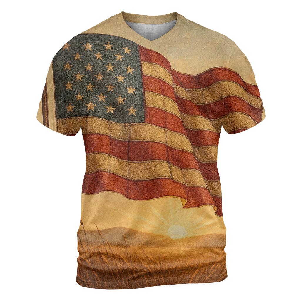 Prairie Dawn Patchwork Standard vibrant all-over design tees