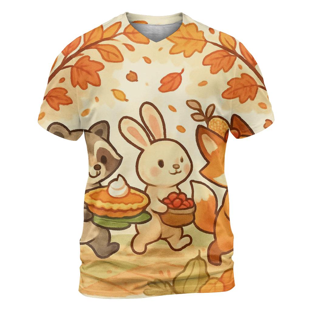 Woodland Friends Harvest Parade designer pattern shirts