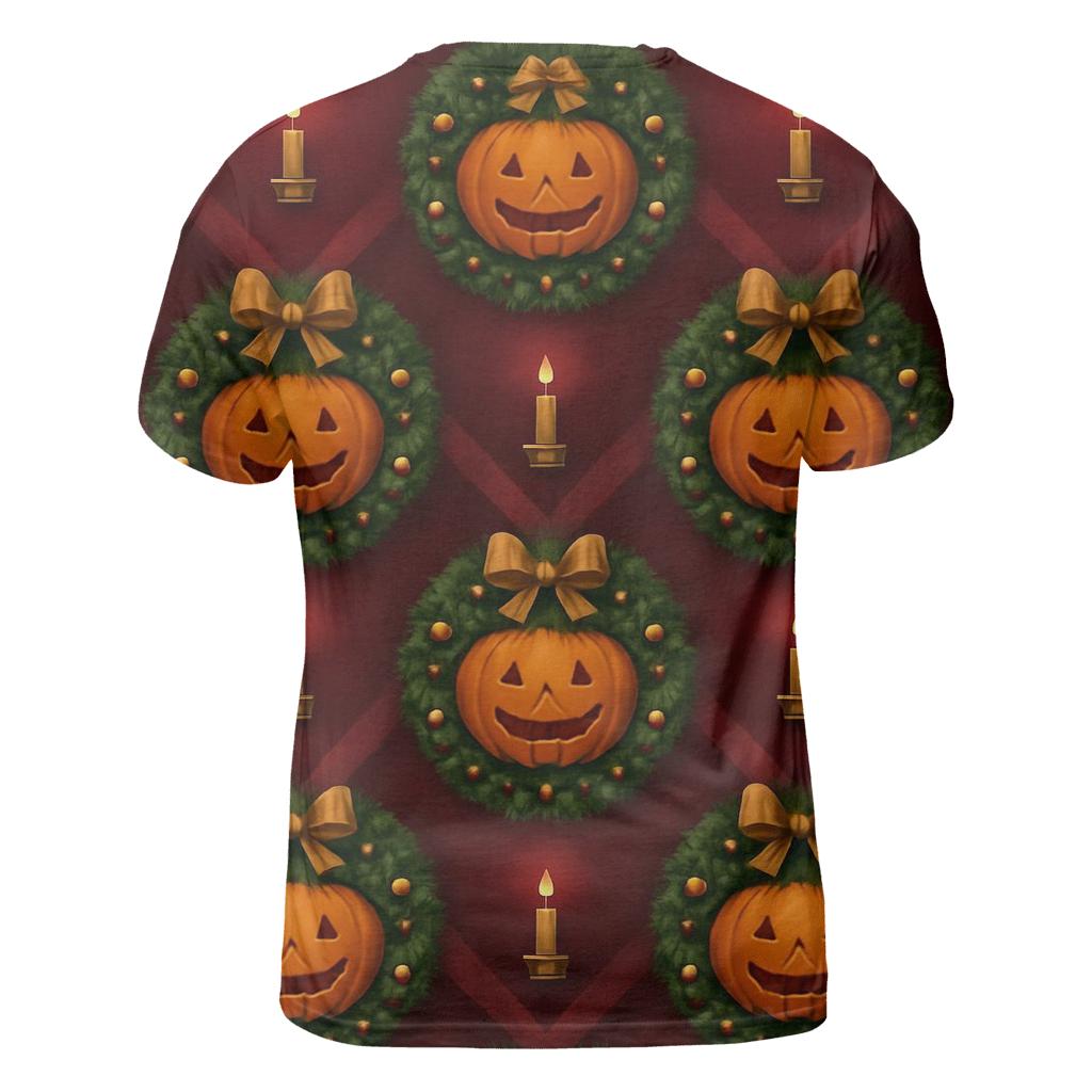 Gilded Wreath Pumpkin Chevron On Burgundy Background unique graphic print tees