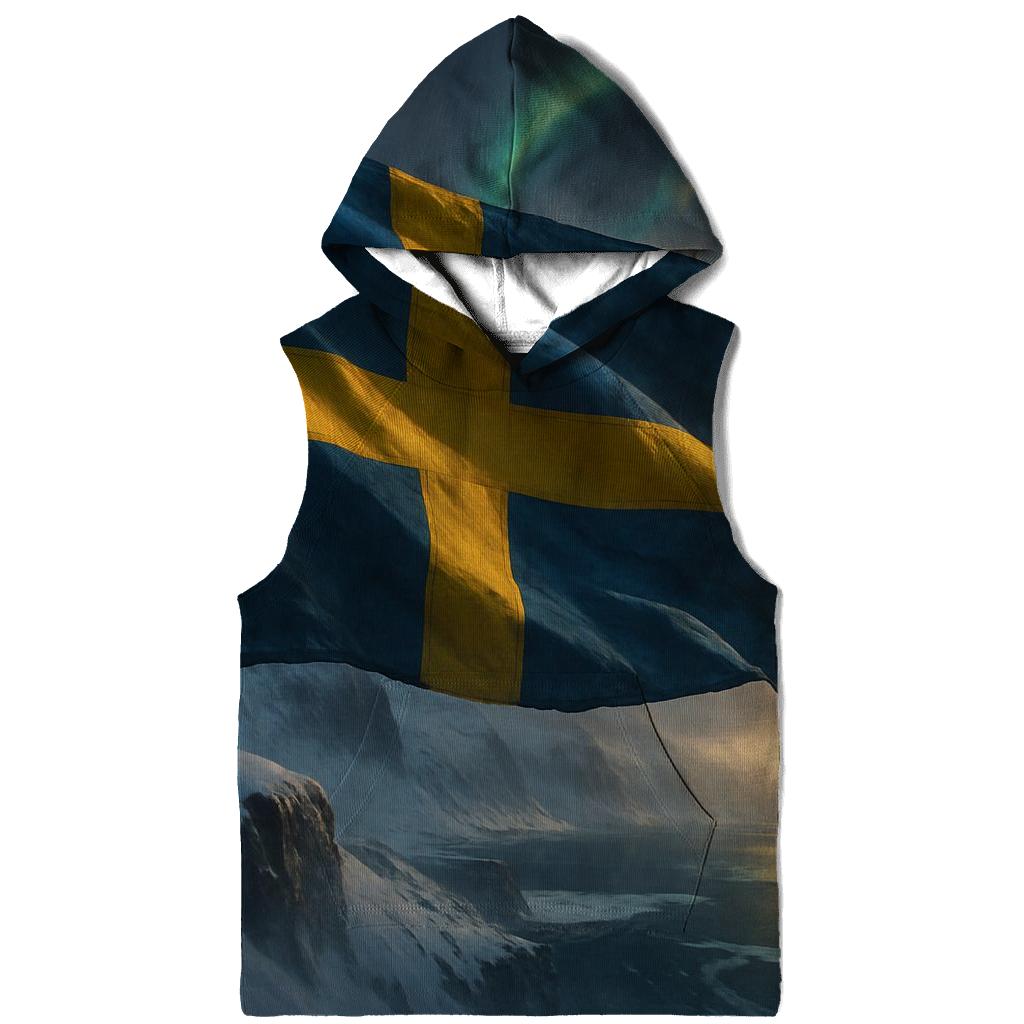 Sweden Aurora Fabric Crest zip-up hoodies