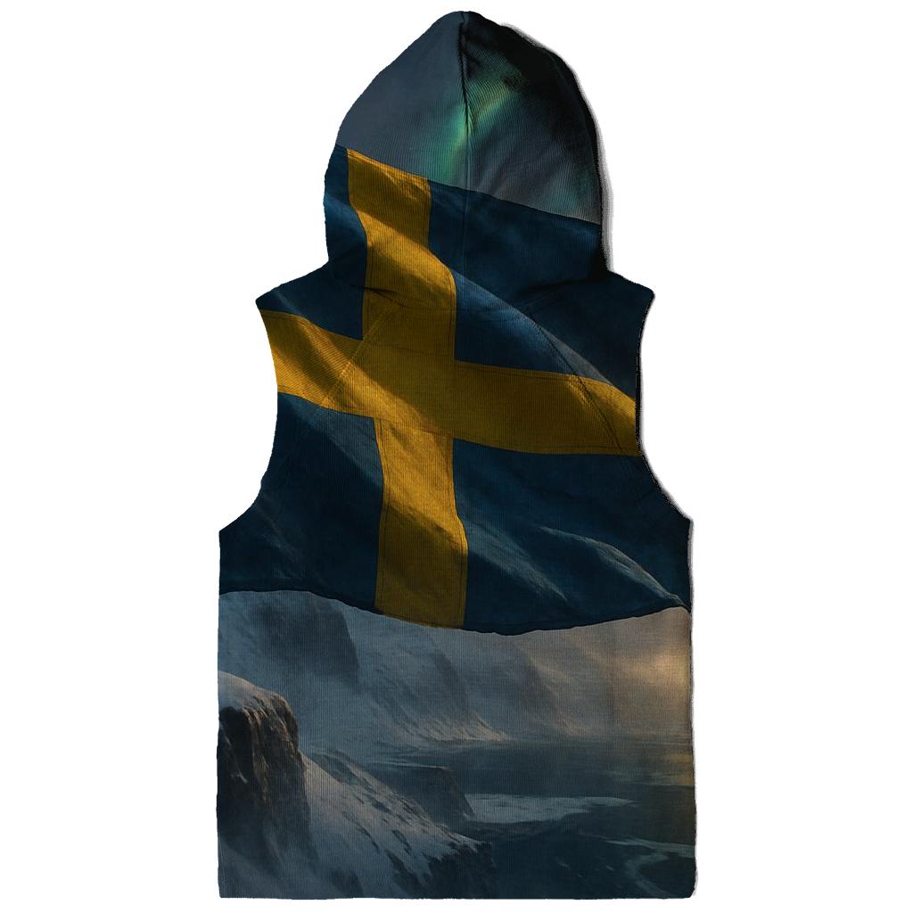 Sweden Aurora Fabric Crest zip-up hoodies