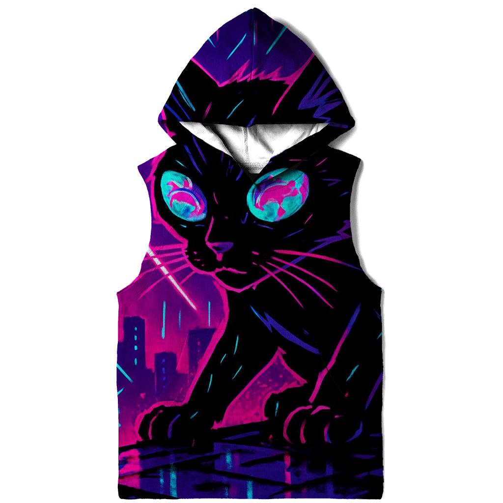 Neon Alley Koi Circuit Cat zip-up hoodies