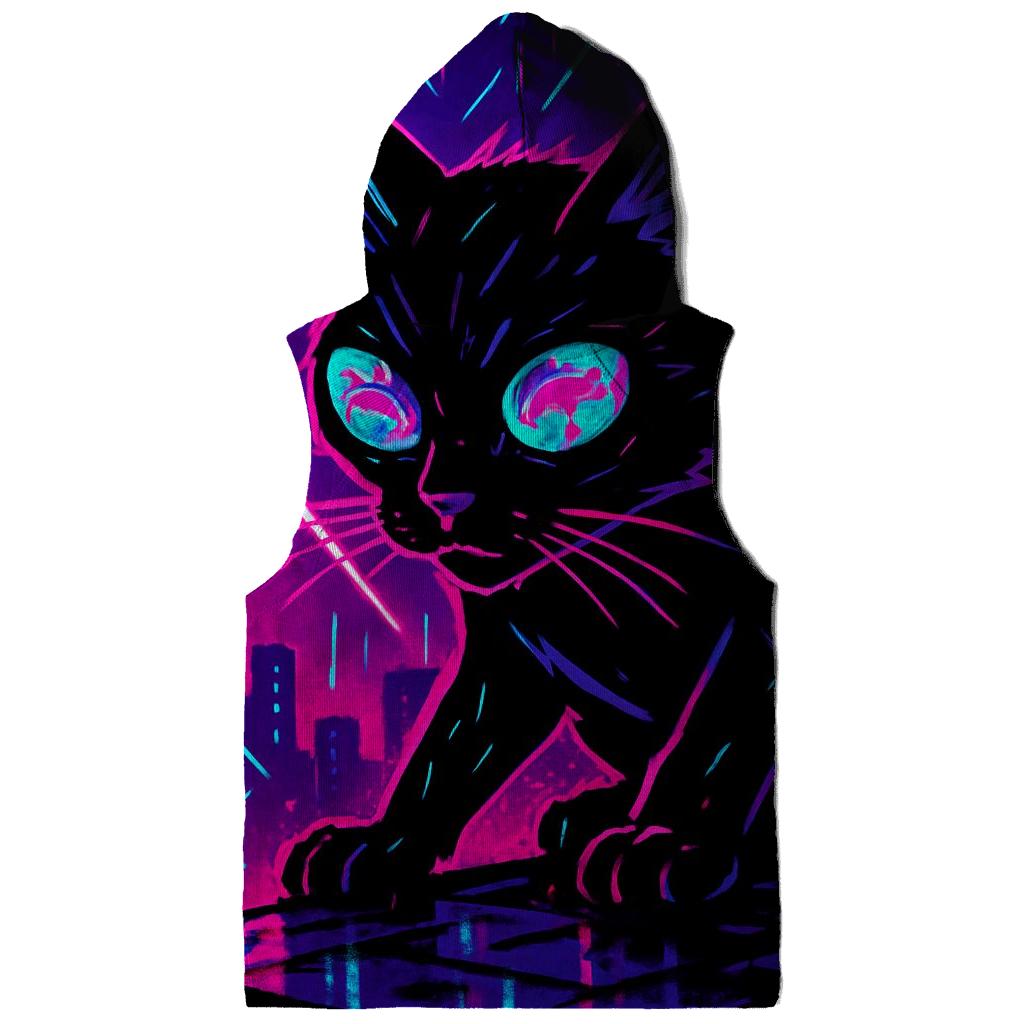 Neon Alley Koi Circuit Cat zip-up hoodies