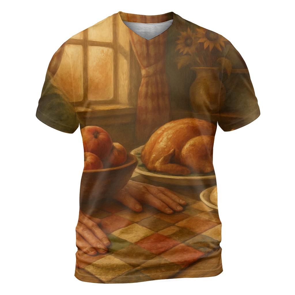 Grandmother Quilt Tabletop Gratitude Still Life designer pattern shirts