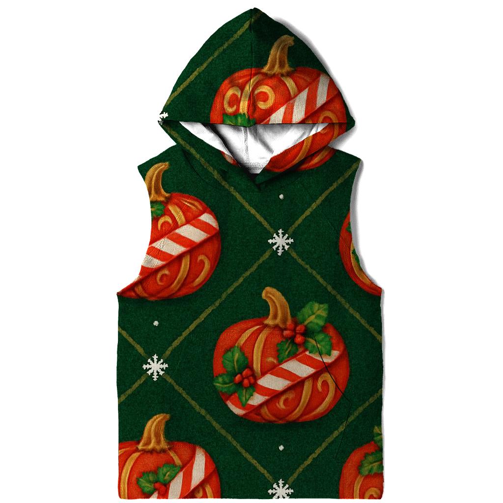 Candy Cane Pumpkin Lattice On Deep Green Background designer hoodies