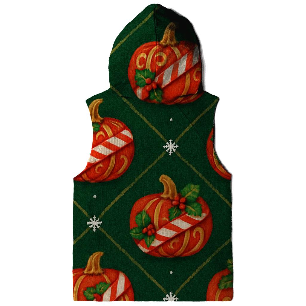Candy Cane Pumpkin Lattice On Deep Green Background designer hoodies
