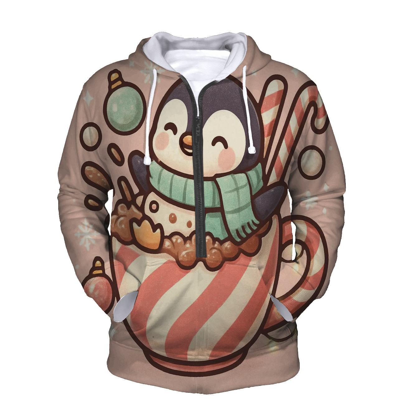 Peppermint Penguin Bubble Bath Bash embroidered hoodies