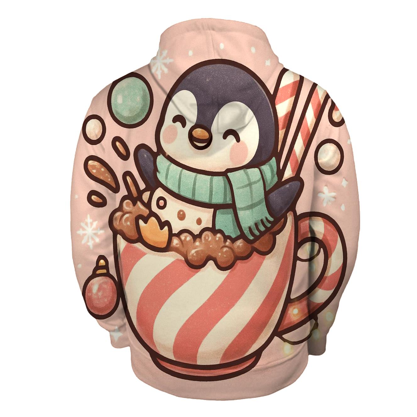 Peppermint Penguin Bubble Bath Bash embroidered hoodies