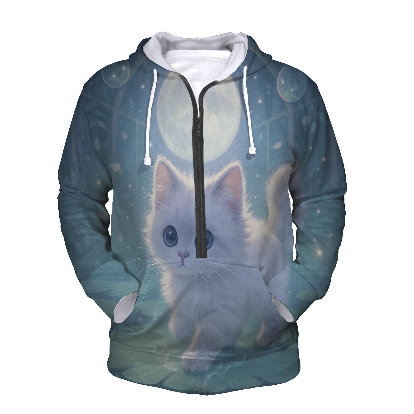 Moonlit Purrdition Garden printed hoodies