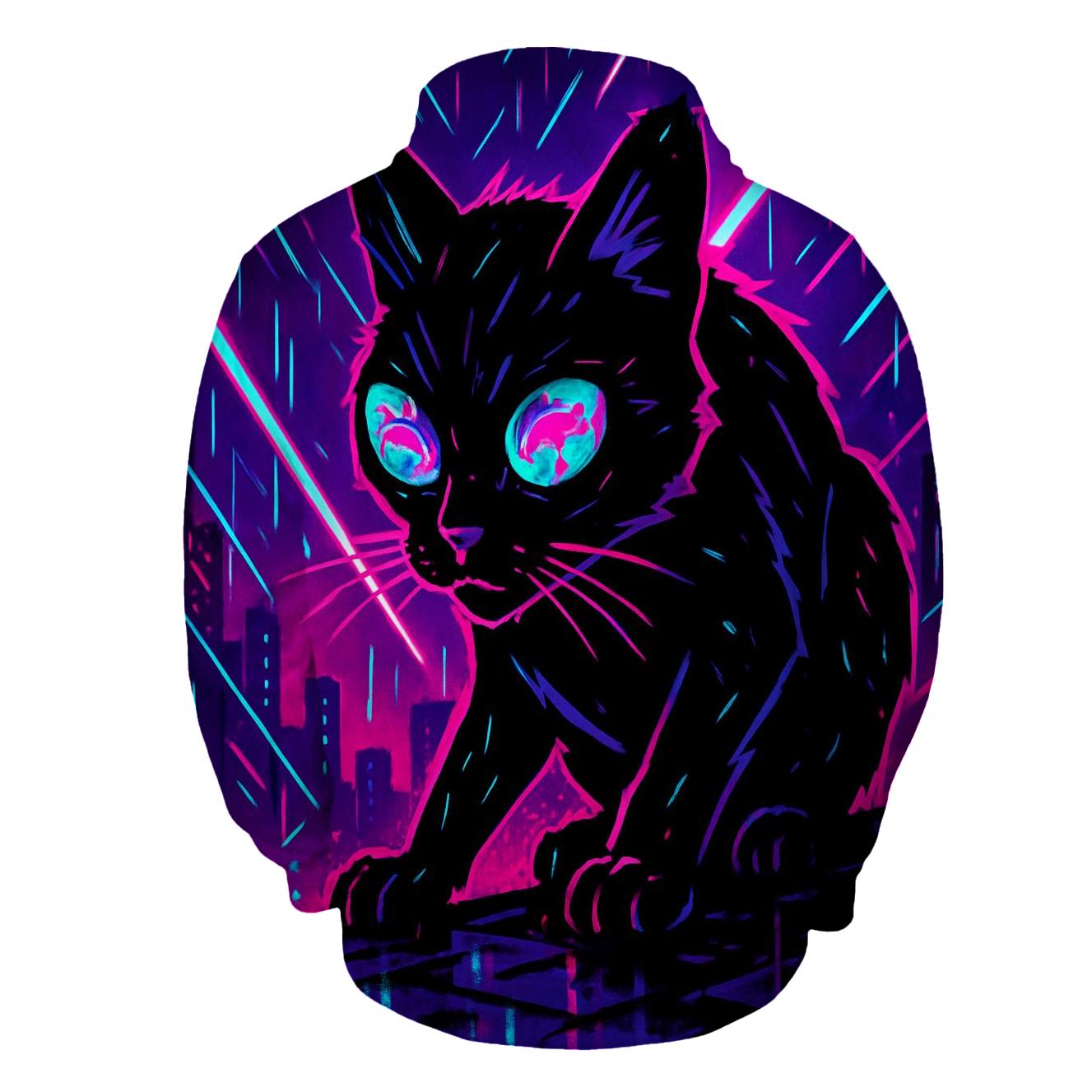 Neon Alley Koi Circuit Cat embroidered hoodies