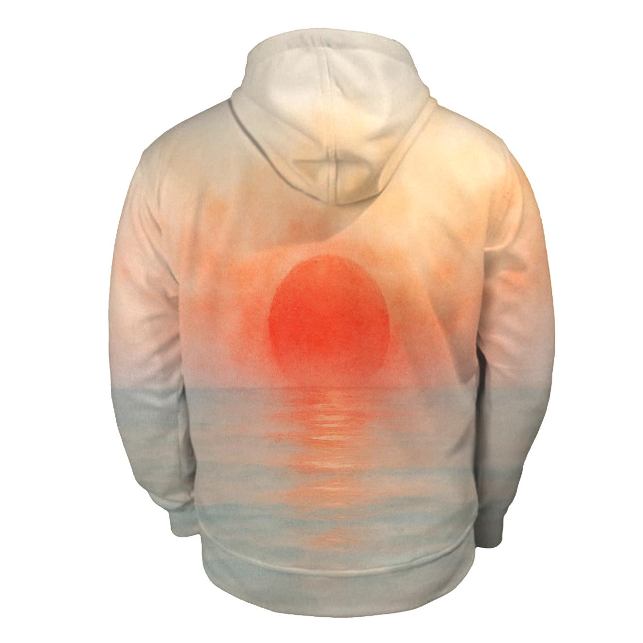 Japan Sunrise Watercolor Horizon embroidered hoodies
