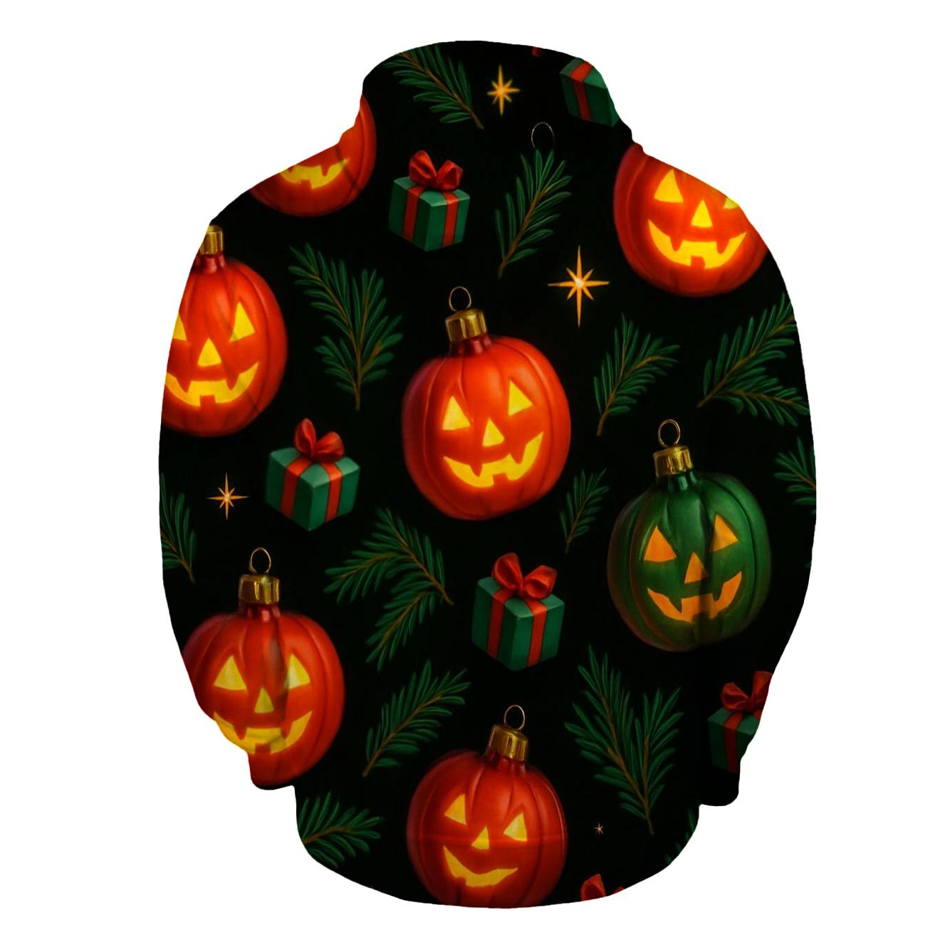 Midnight Ornament Pumpkin Scatter On Black Background heavyweight hoodies