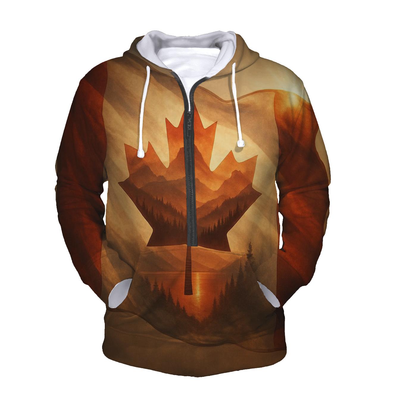 Canada Double Exposure Maple Wilderness custom hoodies