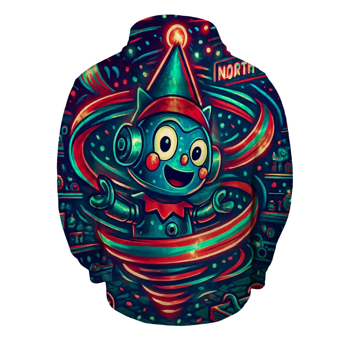 Robot Elf Workshop Gift Wrap Tornado hoodies fashion