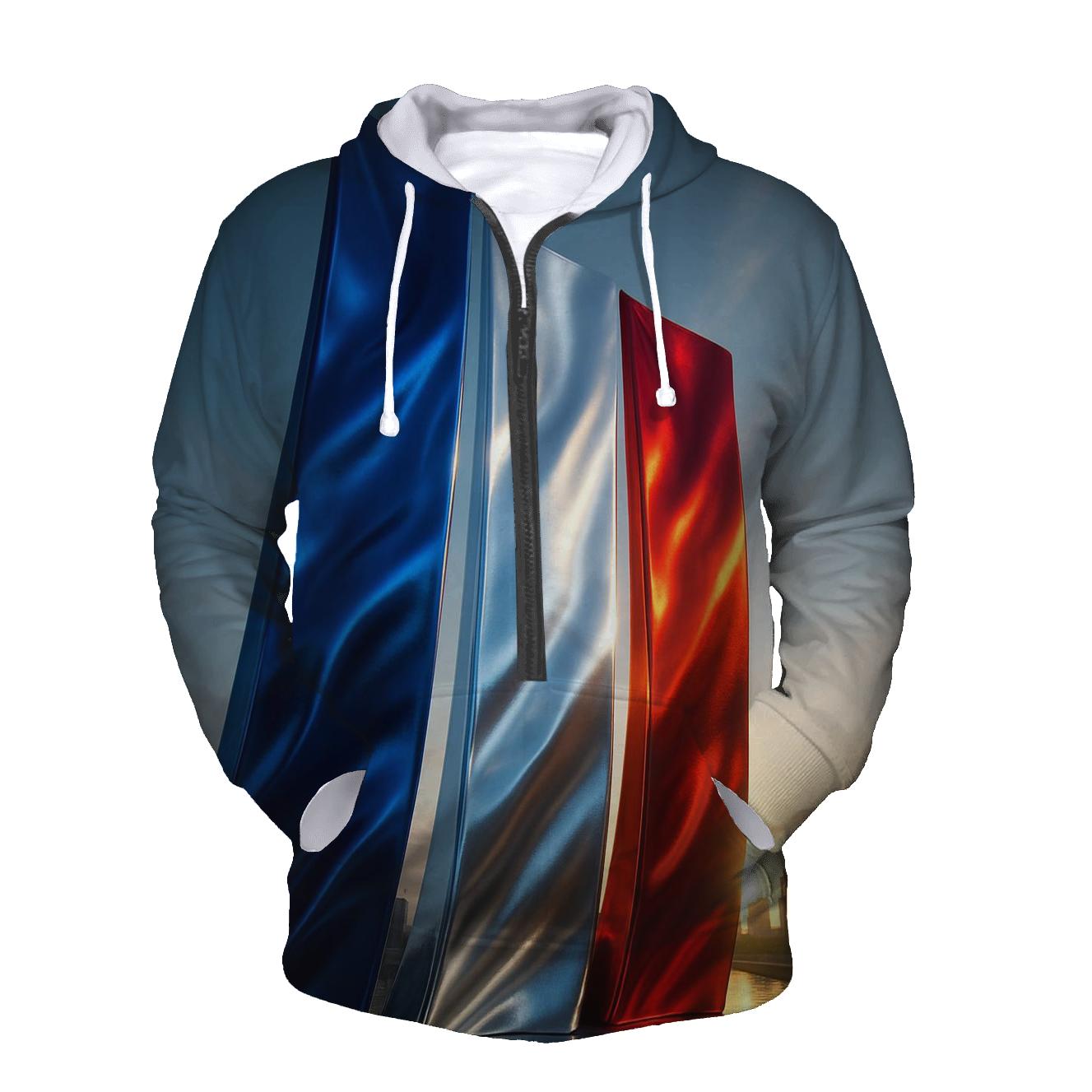 France Metallic Tricolor Skyline hoodie designs