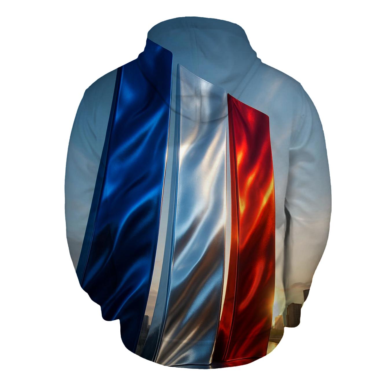 France Metallic Tricolor Skyline hoodie designs