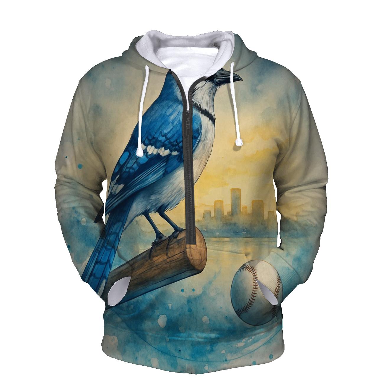 Skyline Rally, Blue Jays Afterglow graphic hoodies