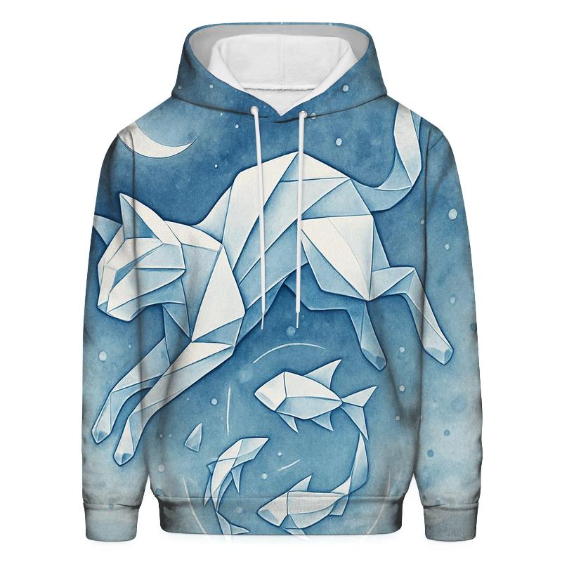 Moonlit Origami Tide Cat designer hoodies
