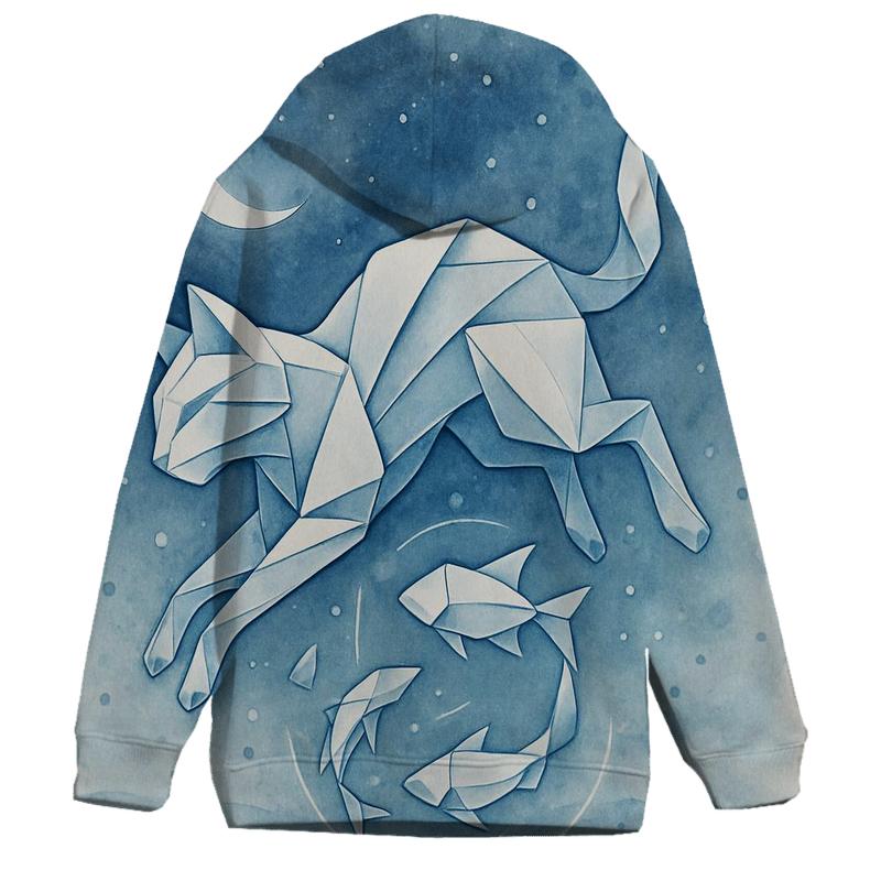 Moonlit Origami Tide Cat designer hoodies