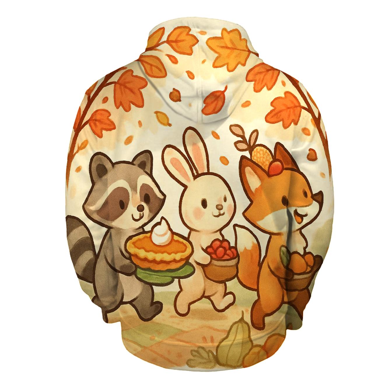 Woodland Friends Harvest Parade pullover hoodies