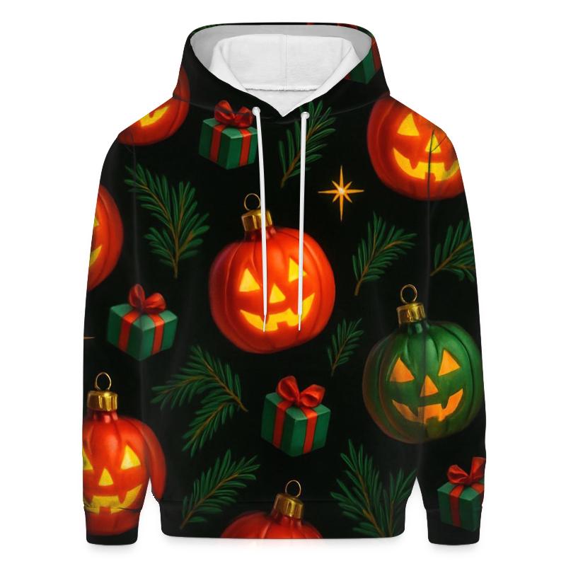 Midnight Ornament Pumpkin Scatter On Black Background heavyweight hoodies