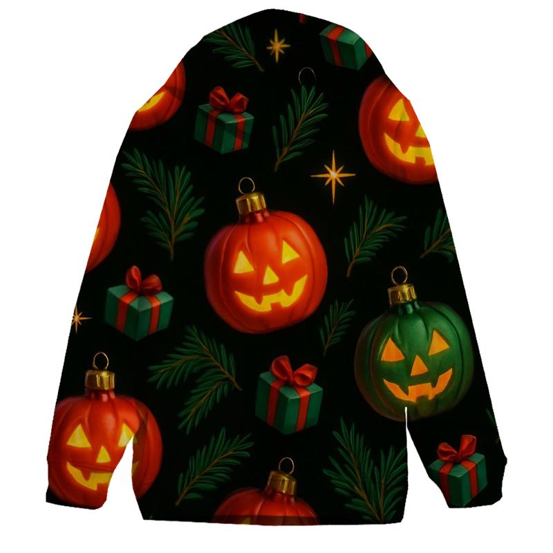 Midnight Ornament Pumpkin Scatter On Black Background heavyweight hoodies