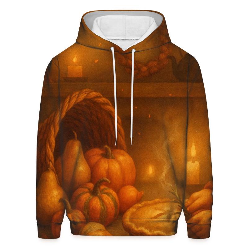 Candlelit Cornucopia Hearth premium hoodies
