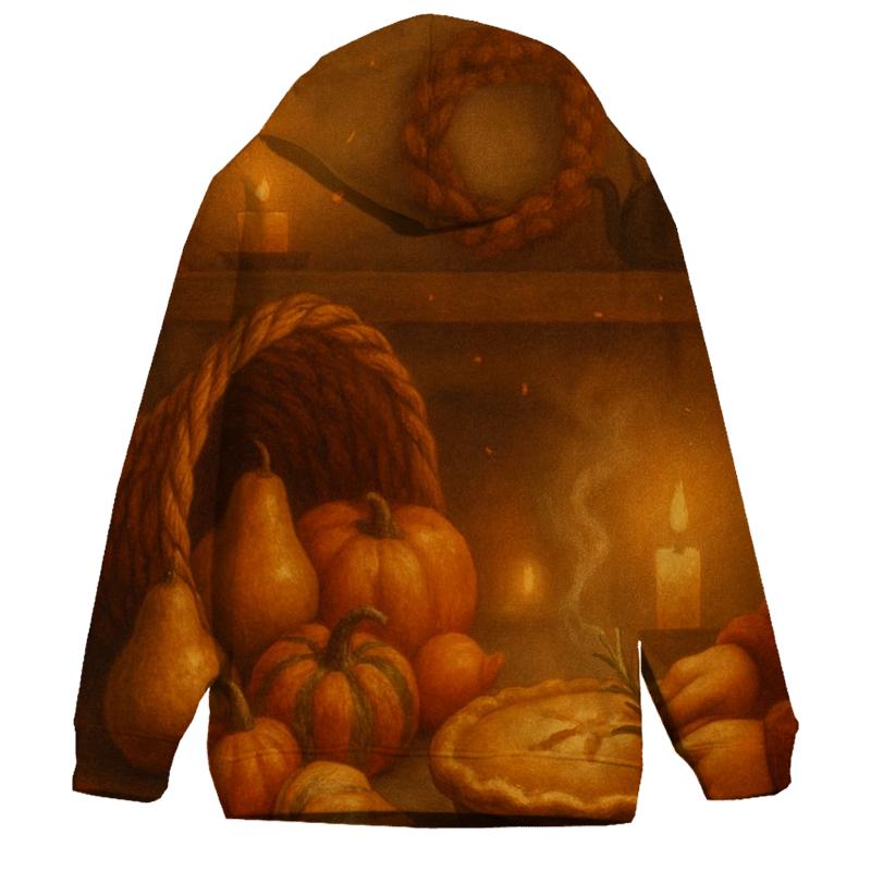 Candlelit Cornucopia Hearth premium hoodies