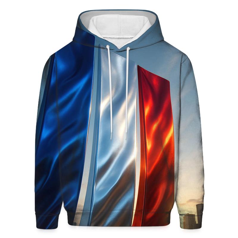 France Metallic Tricolor Skyline graphic hoodies