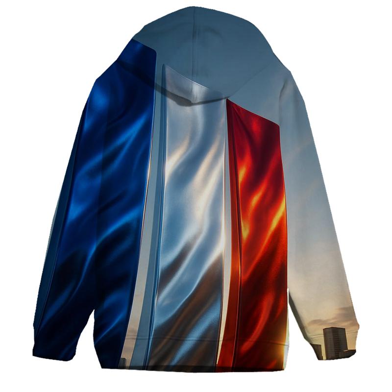 France Metallic Tricolor Skyline graphic hoodies