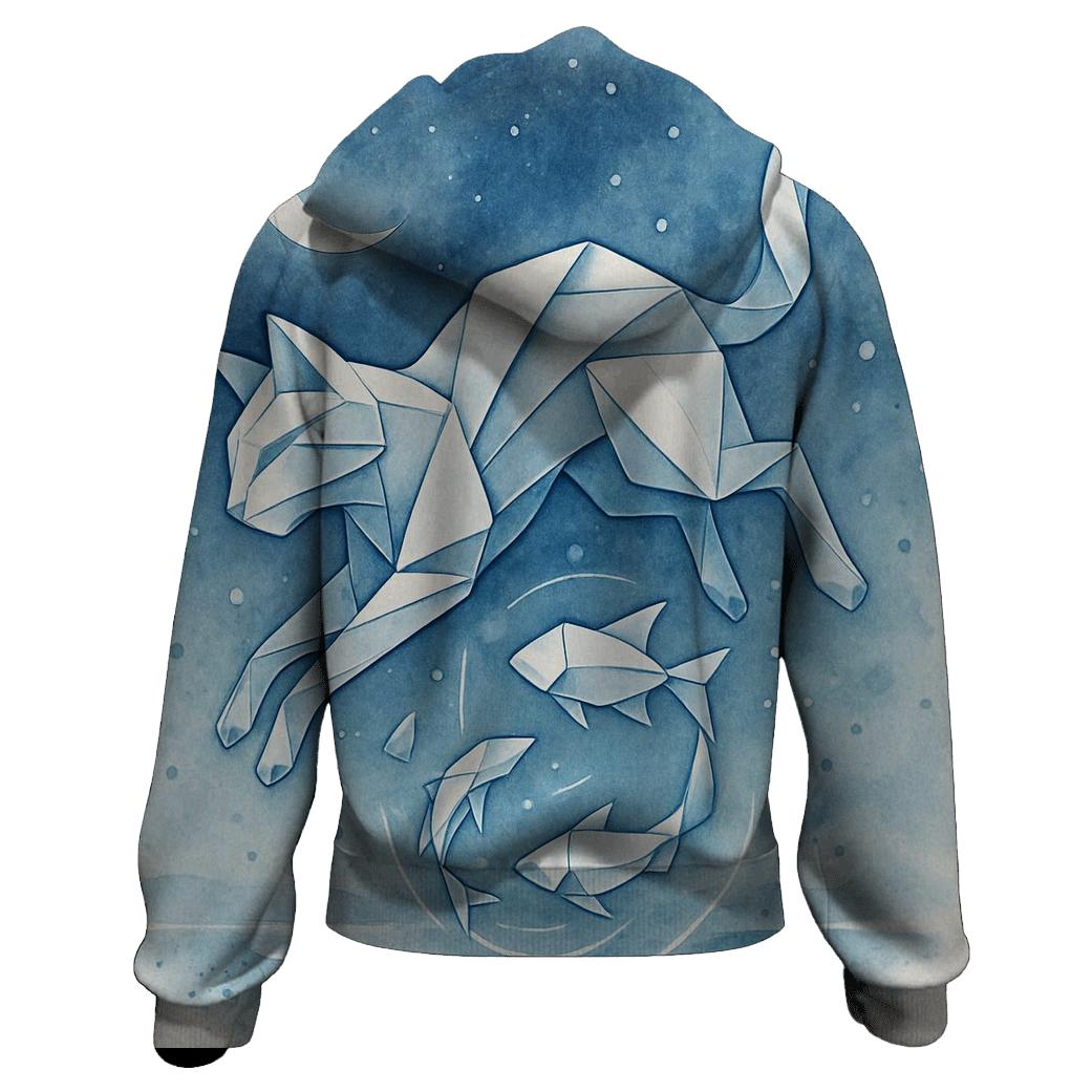 Moonlit Origami Tide Cat heavyweight hoodies