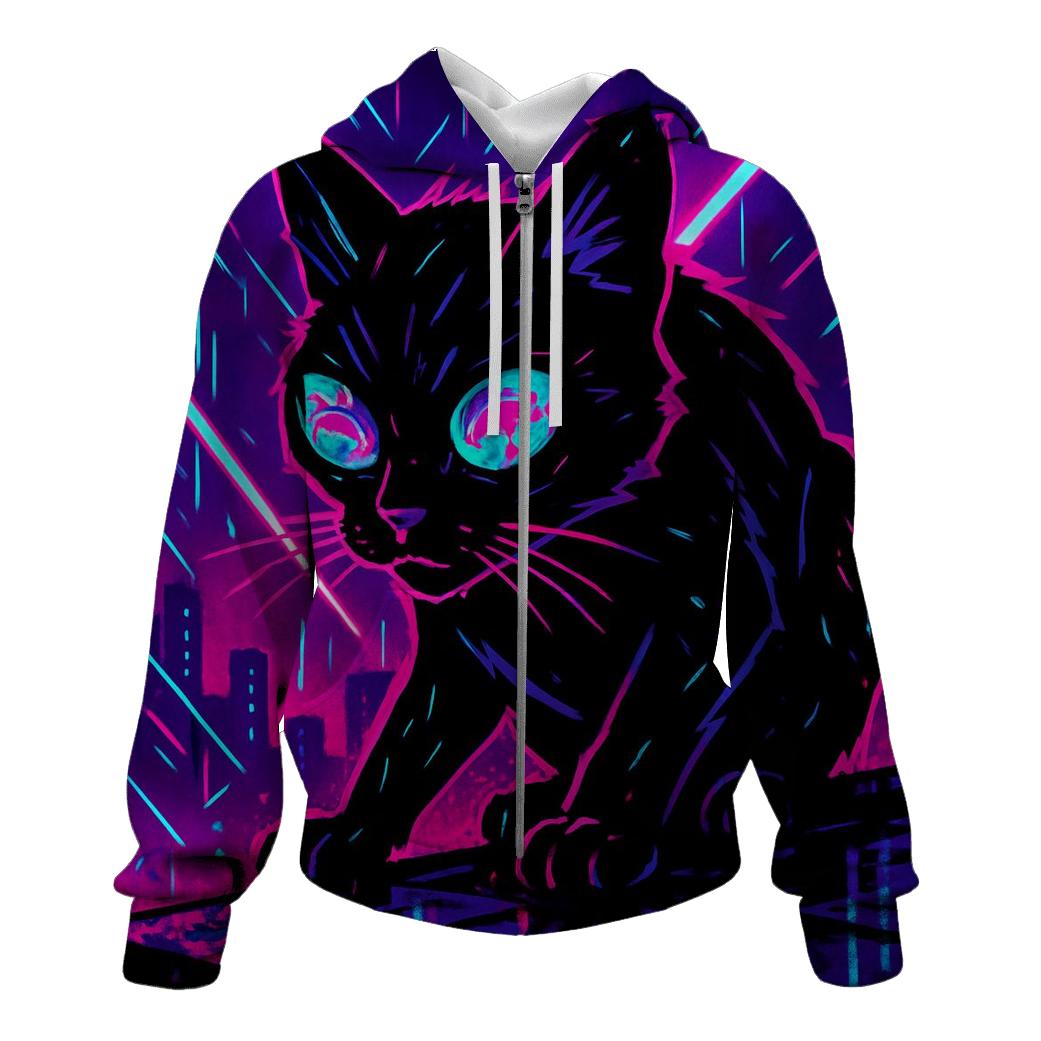Neon Alley Koi Circuit Cat designer hoodies