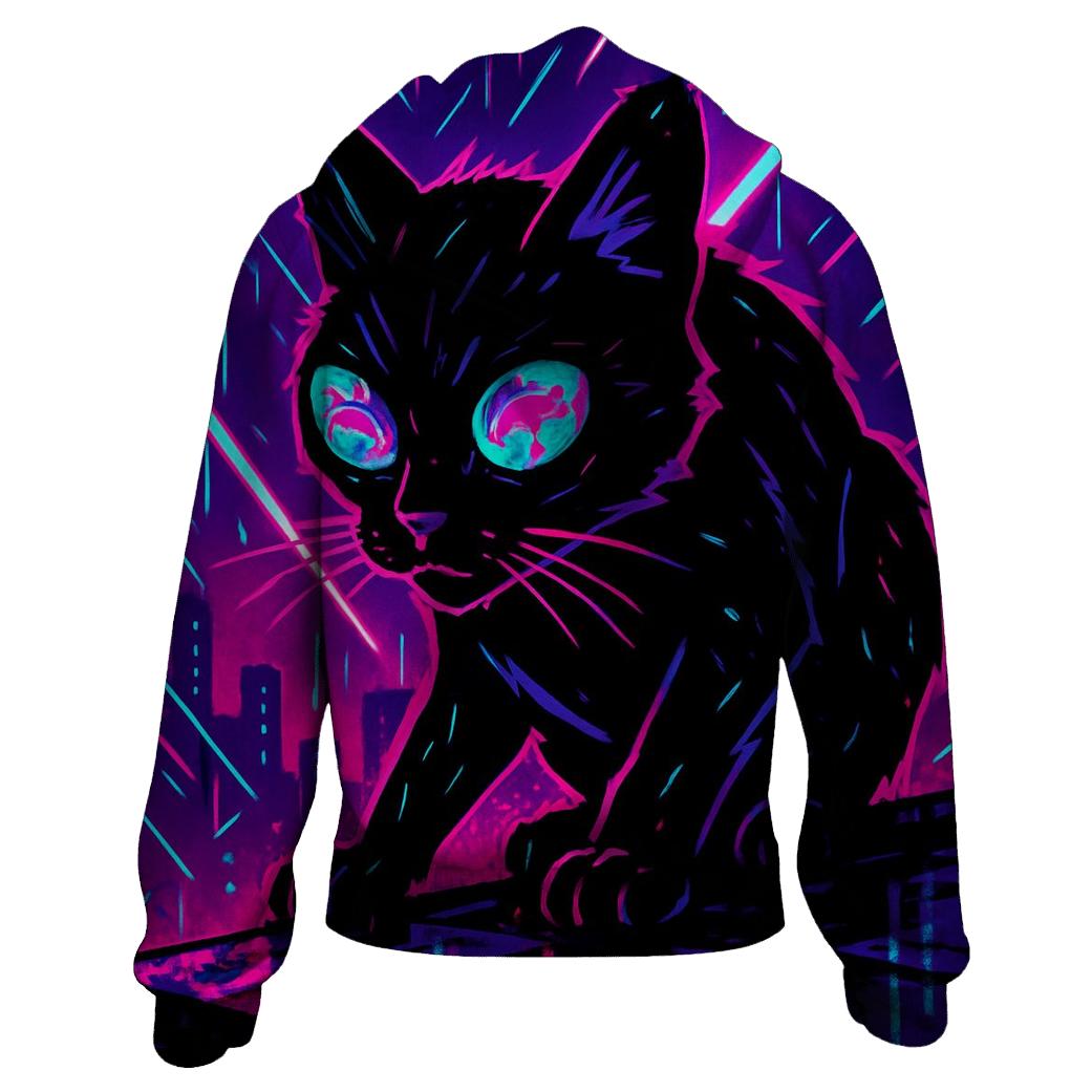 Neon Alley Koi Circuit Cat designer hoodies