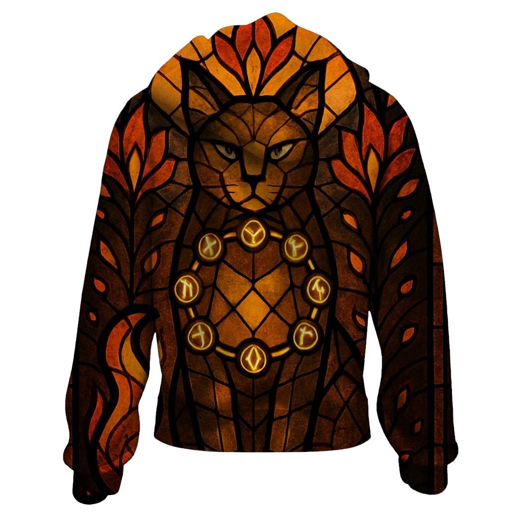 Stained Glass Ember Guardian Cat pullover hoodies