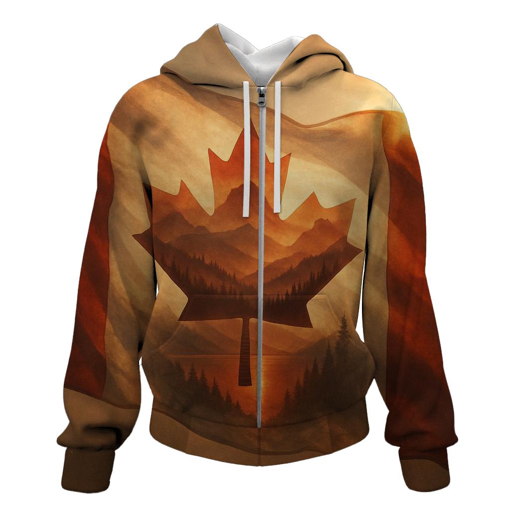 Canada Double Exposure Maple Wilderness printed hoodies
