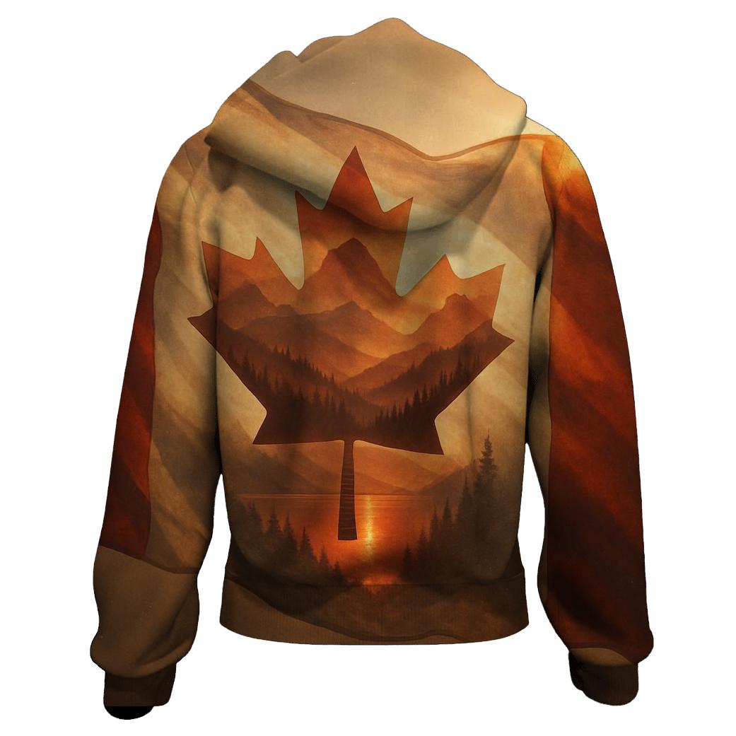 Canada Double Exposure Maple Wilderness printed hoodies